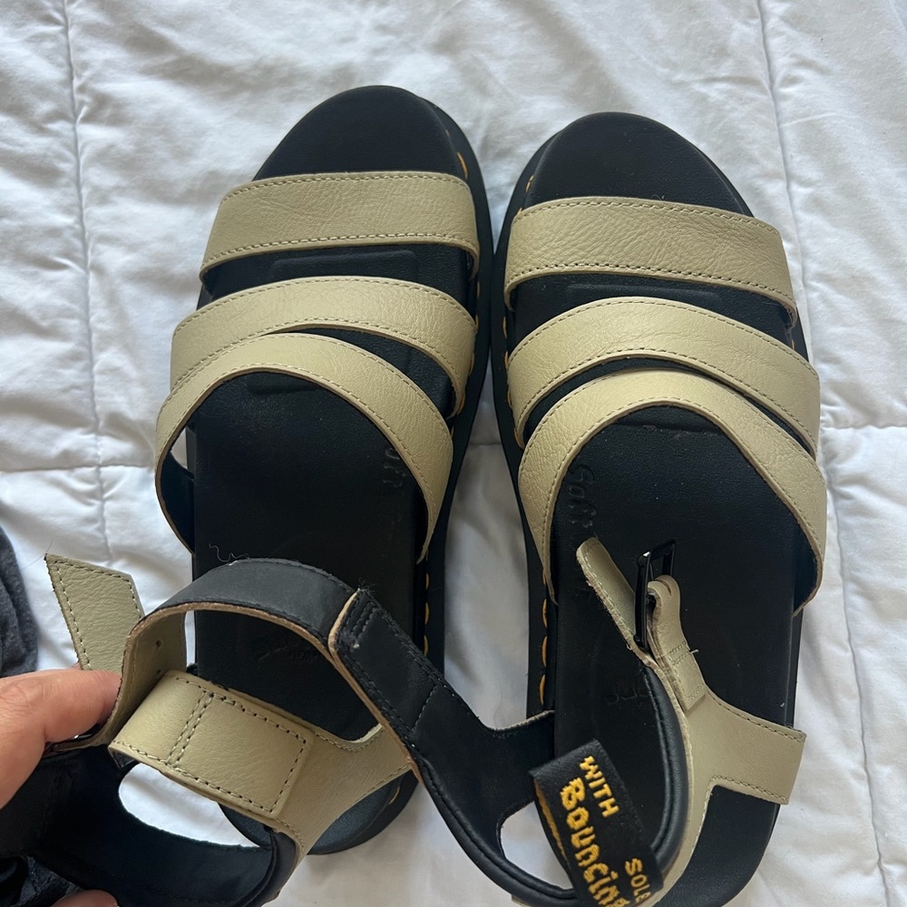 Dr. Martens Black and Tan Strappy Sandals